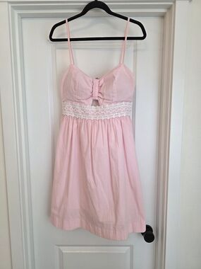 Lilly Pulitzer Light Pink Striped Lace-Trim Chemise Dress